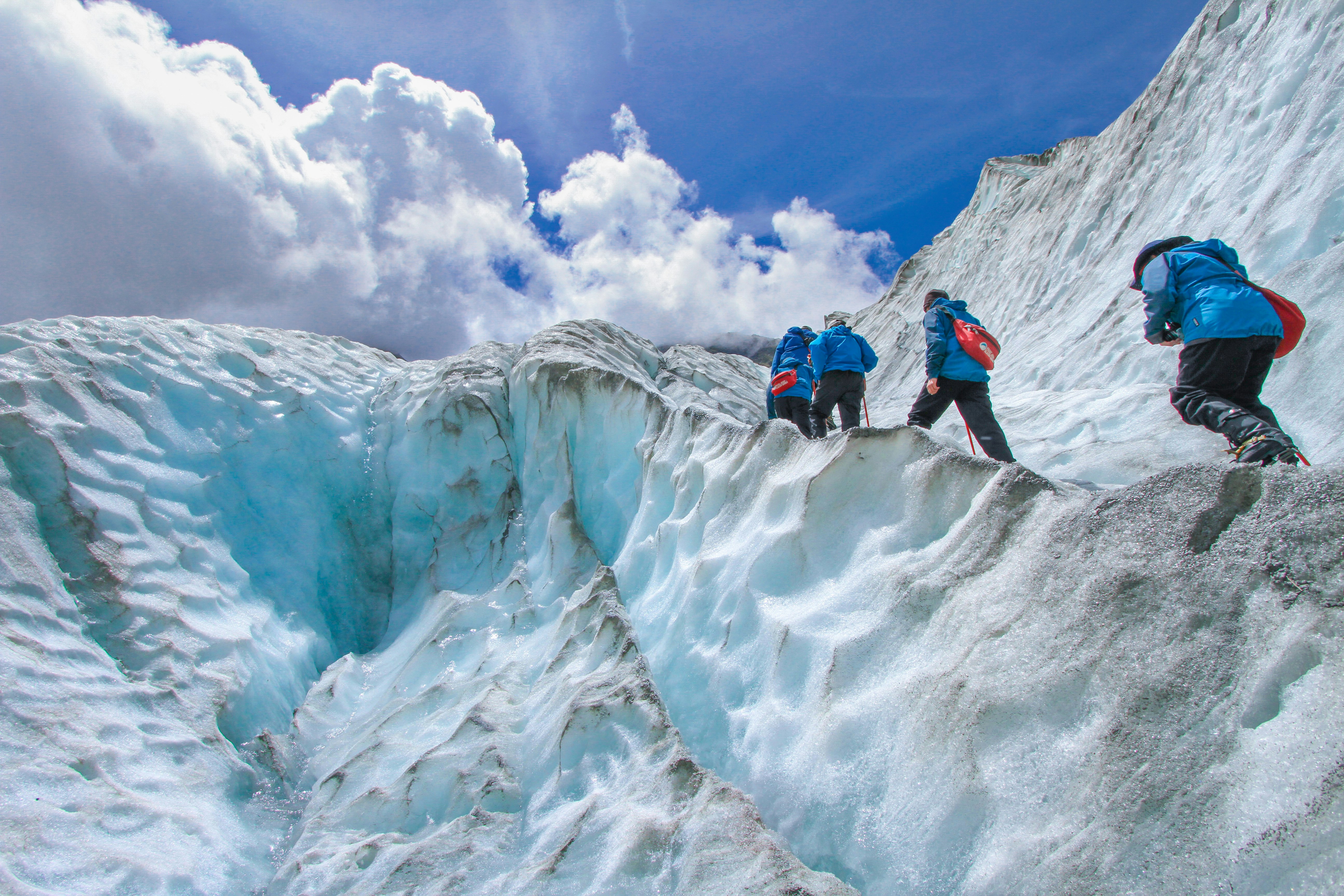 Hiking across glacier