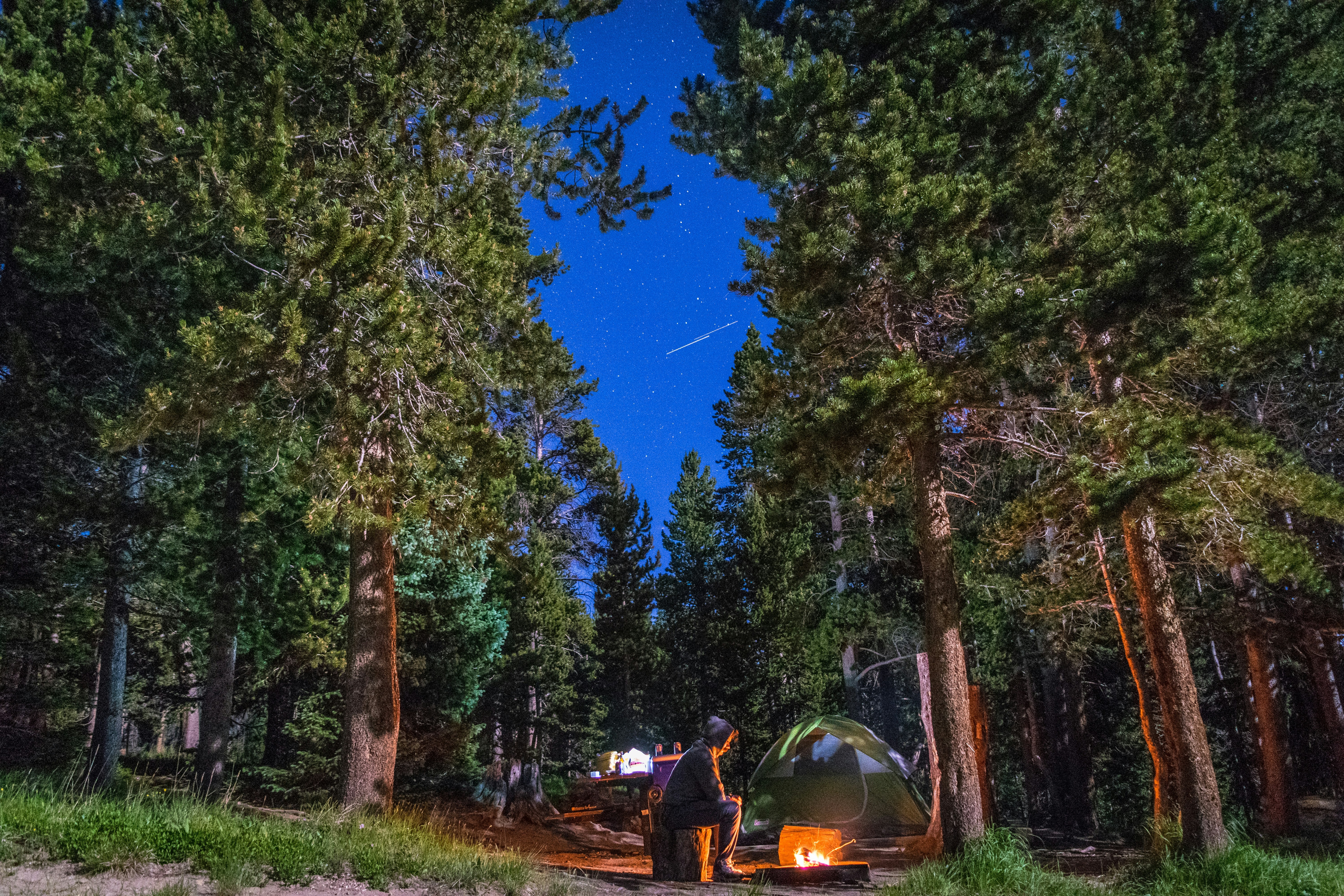 Camping under stars