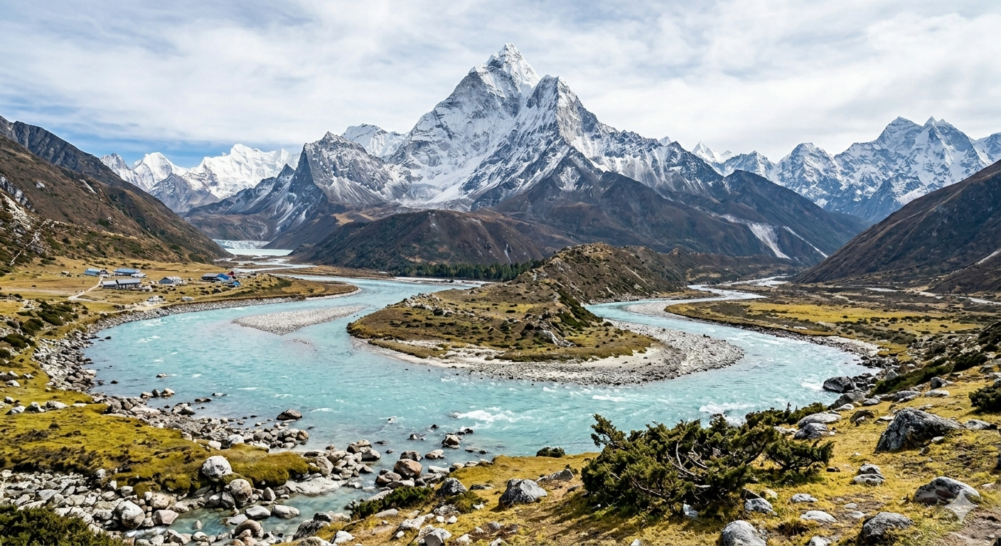 Snow-capped mountain peaks